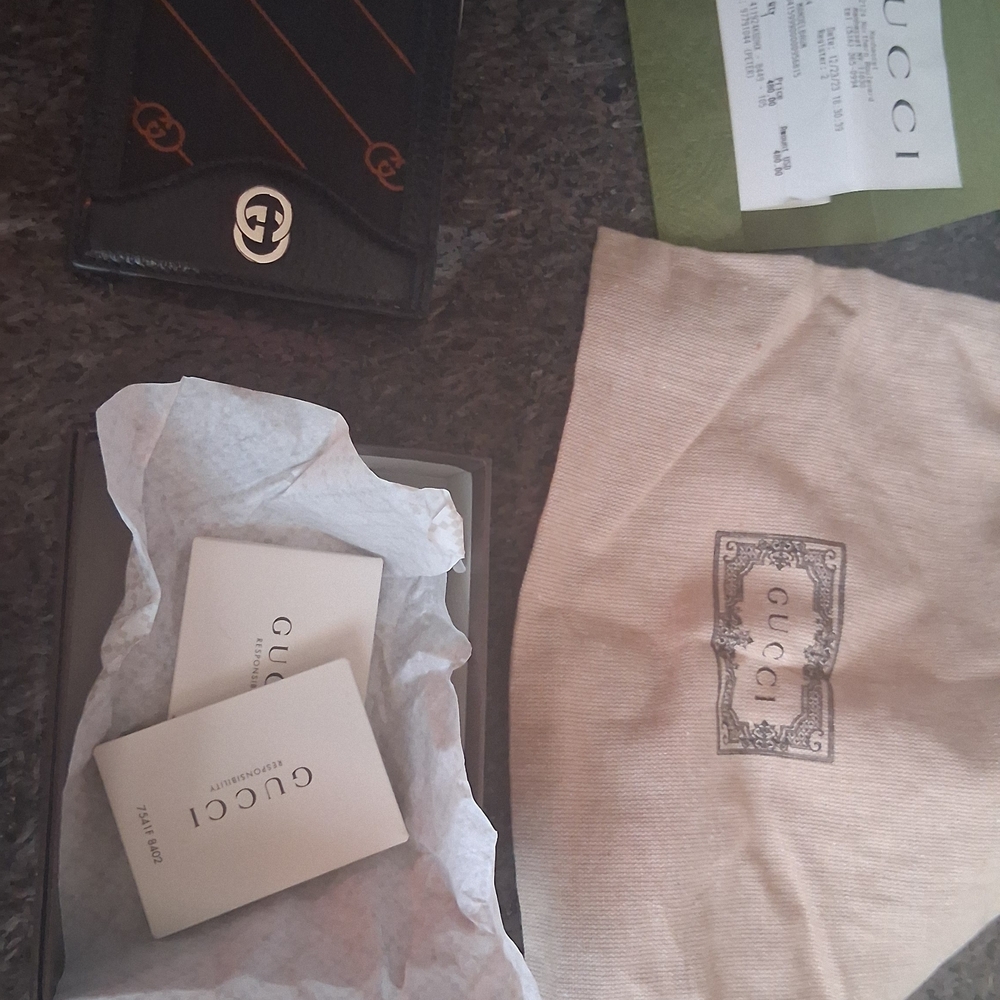 Gucci Black and Red Card Holder